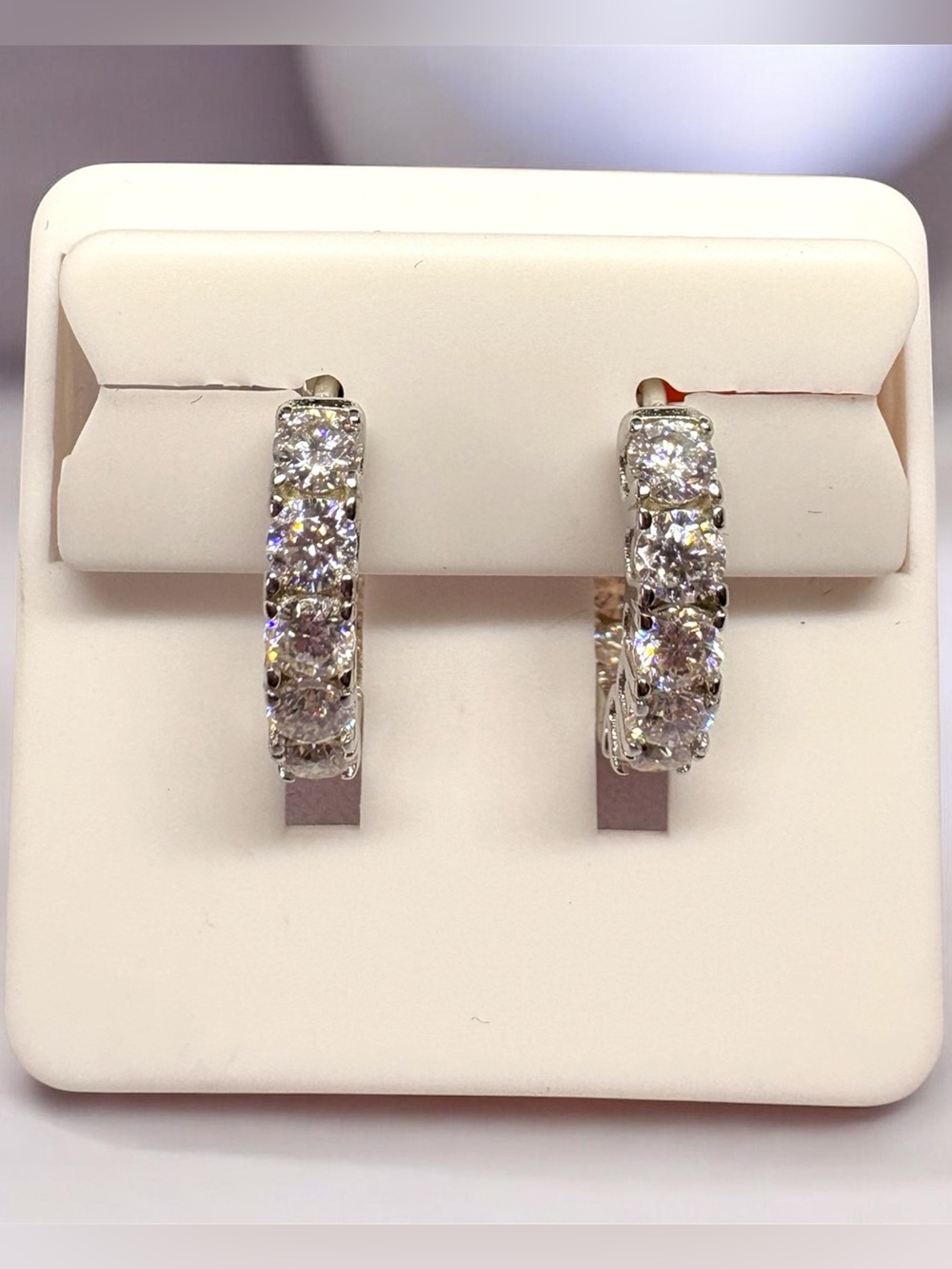 Sterling Silver 2CTW Moissanite Huggie Hoop Earrings